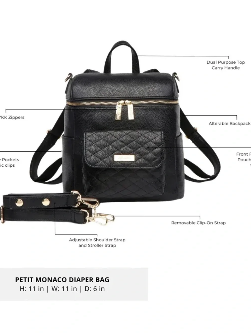 Lulibebe Petit Monaco Diaper Bag- Black